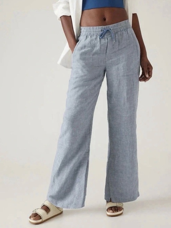 Athleta Pants - Athleta Light Blue Line Elastic Waist Wide Leg Pants Women’s Size 8 #summer